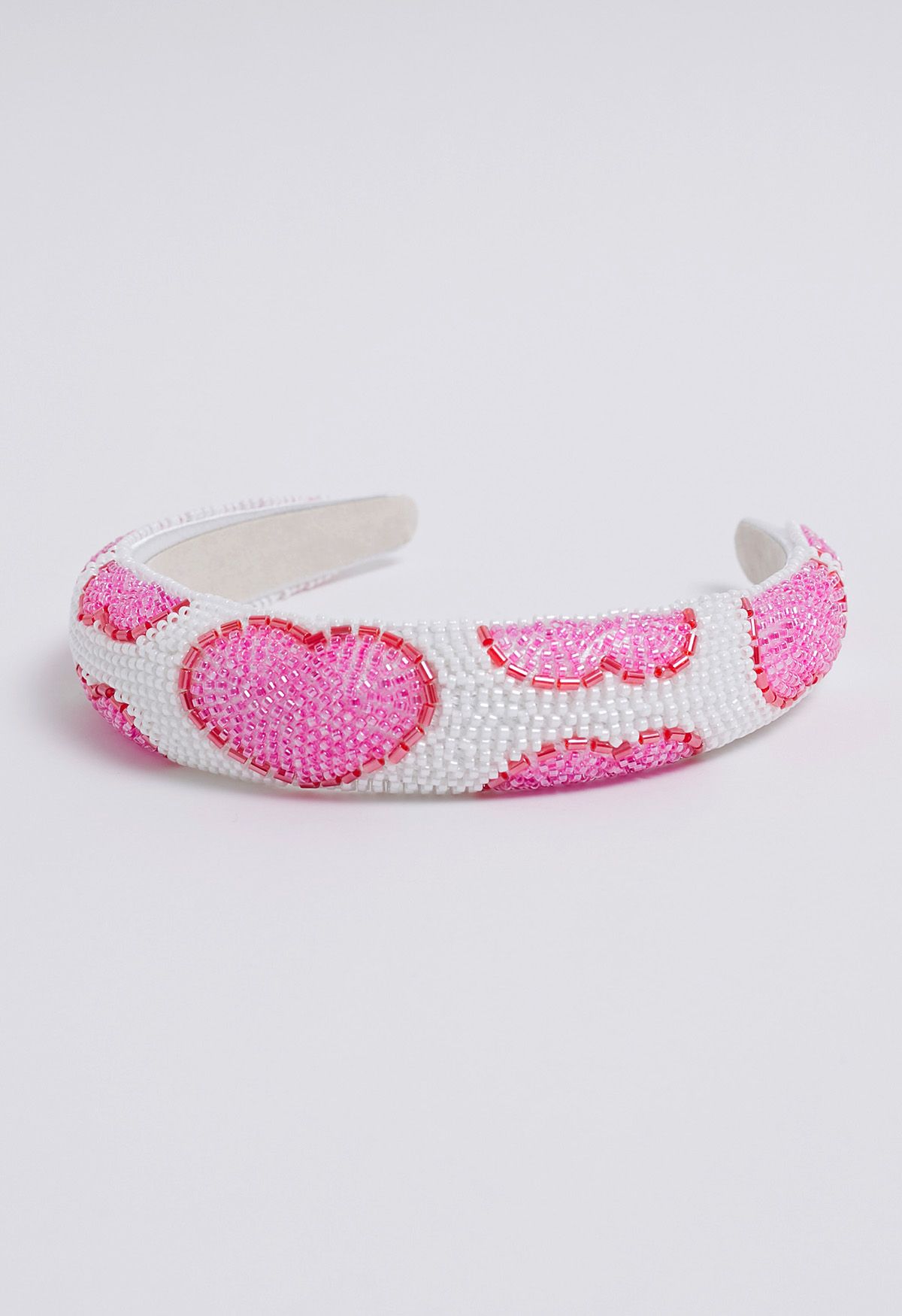 Heart Pattern Beaded Headband in Magenta