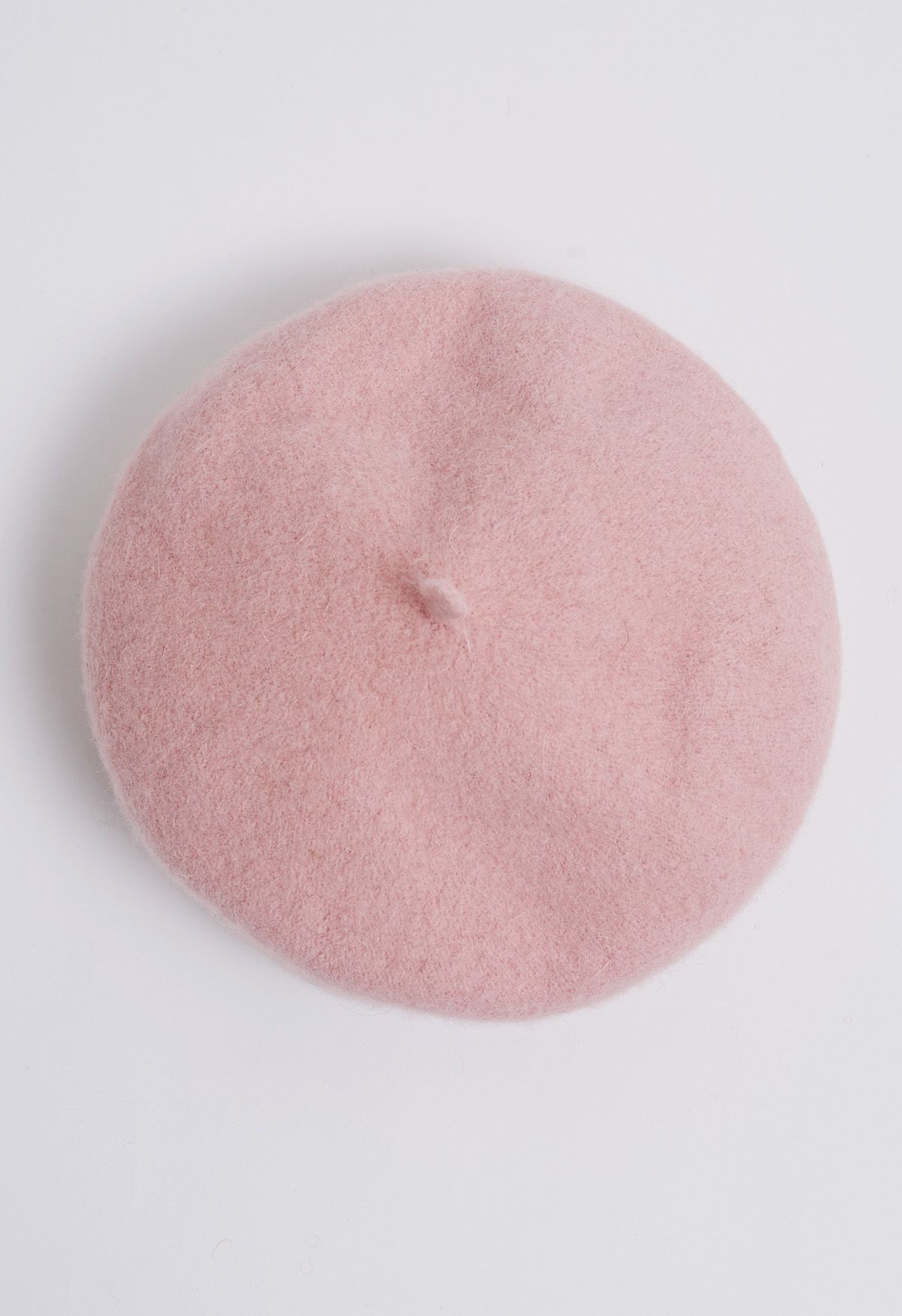 Embroidered Heart Wool-Blend Beret in Pink