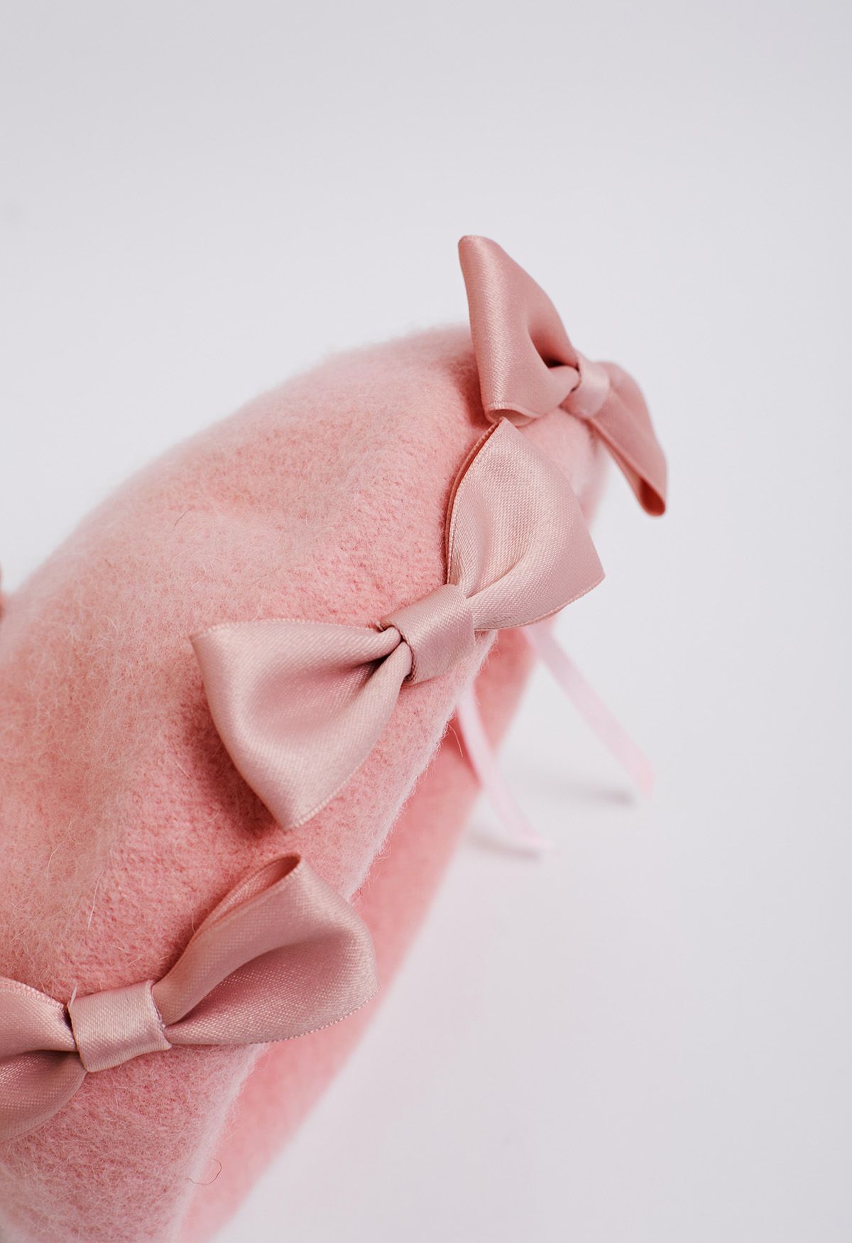 Sweet Bowknot Wool-Blend Beret in Pink