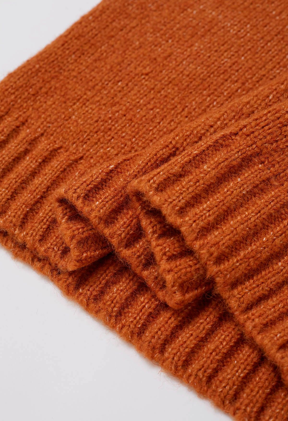 Relaxed-Fit Hooded Knit Sweater in Orange