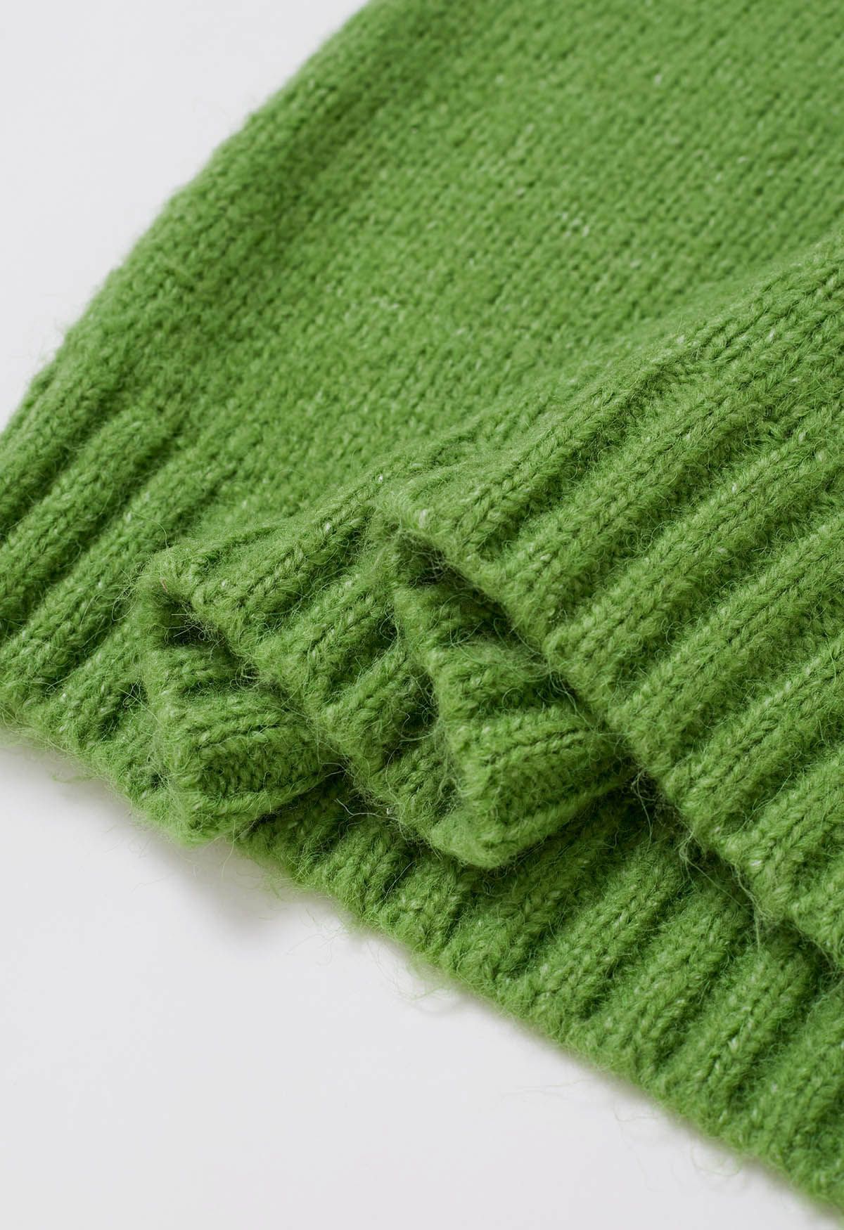 Relaxed-Fit Hooded Knit Sweater in Green