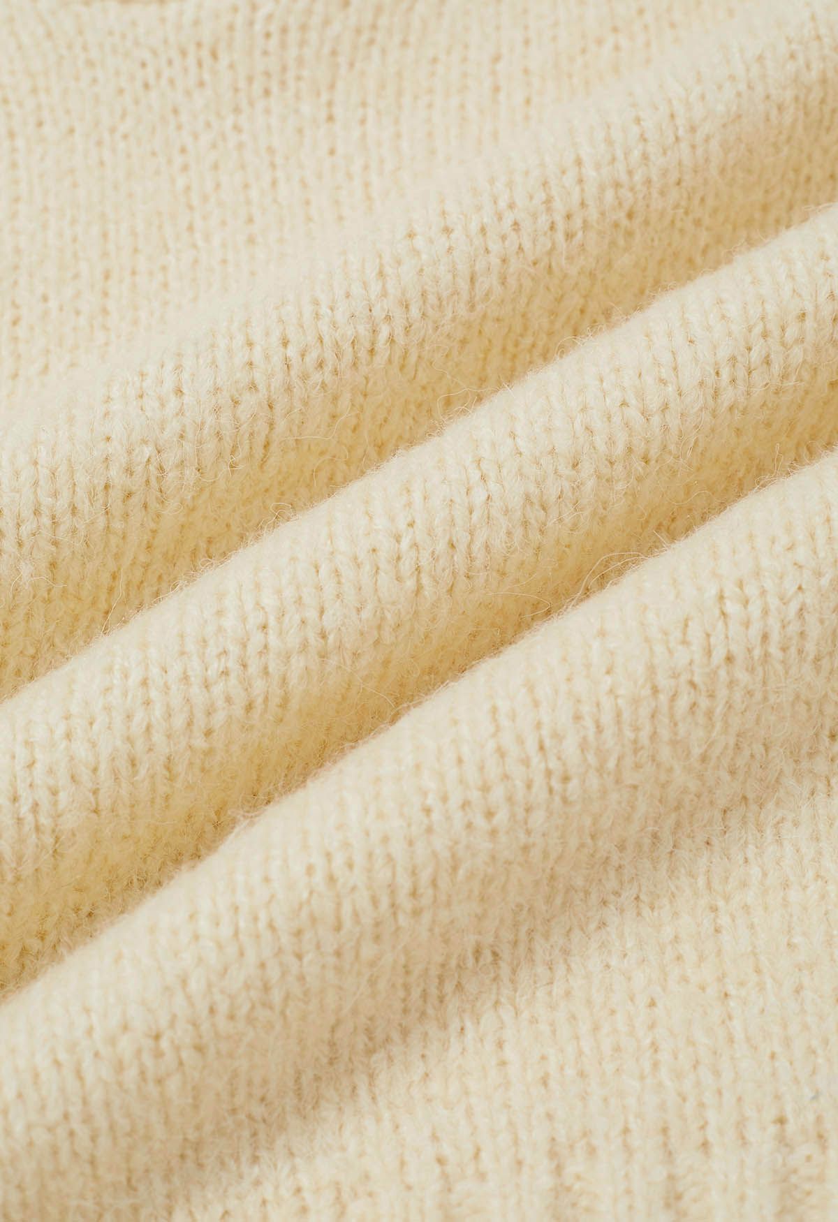 Relaxed-Fit Hooded Knit Sweater in Cream