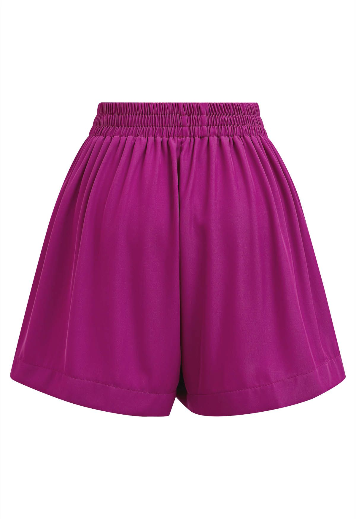 Chill Vibes Side Pockets Shorts in Magenta