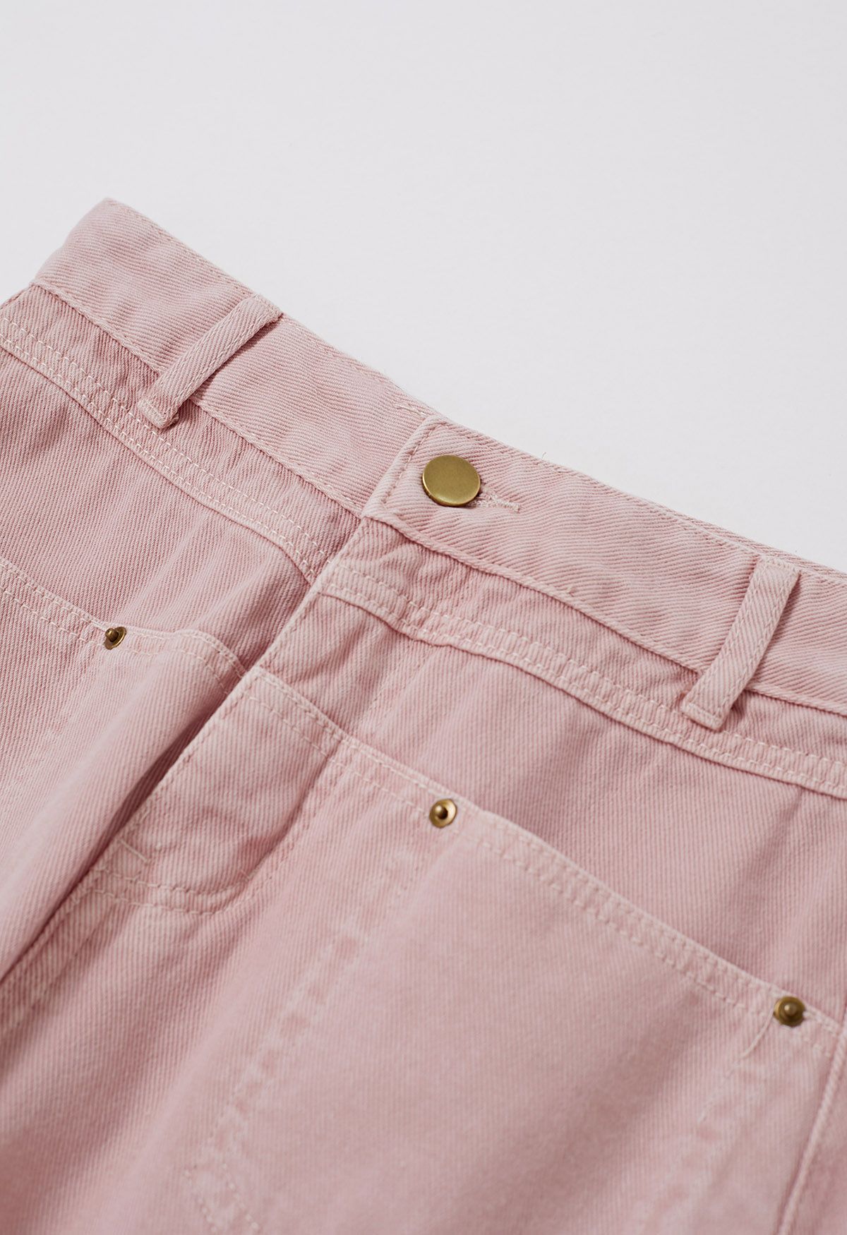 Front Patch Pockets Straight-Leg Jeans in Pink