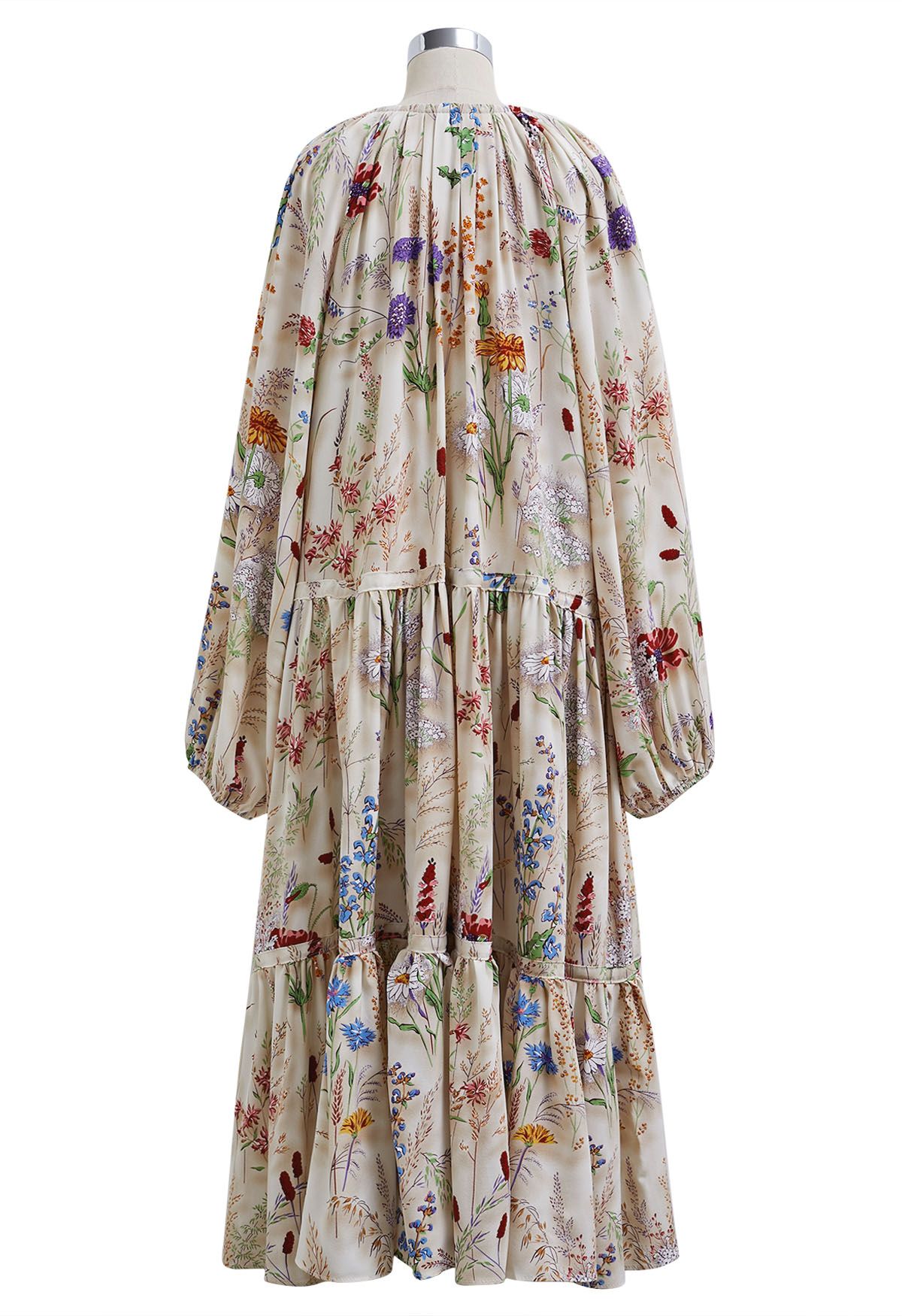 Wildflower Dream Puff Sleeve Chiffon Midi Dress