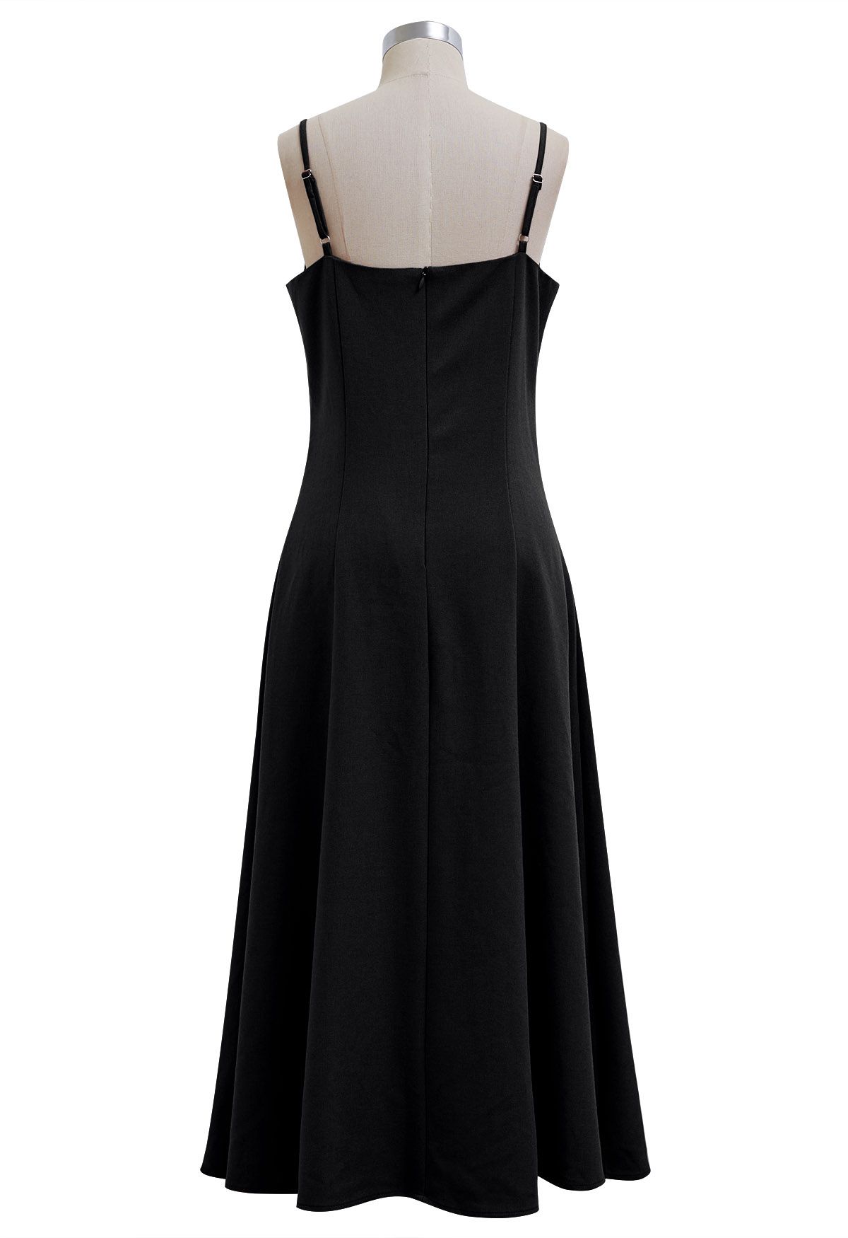 Bowknot Decor Seam Details Cami Dress in Black