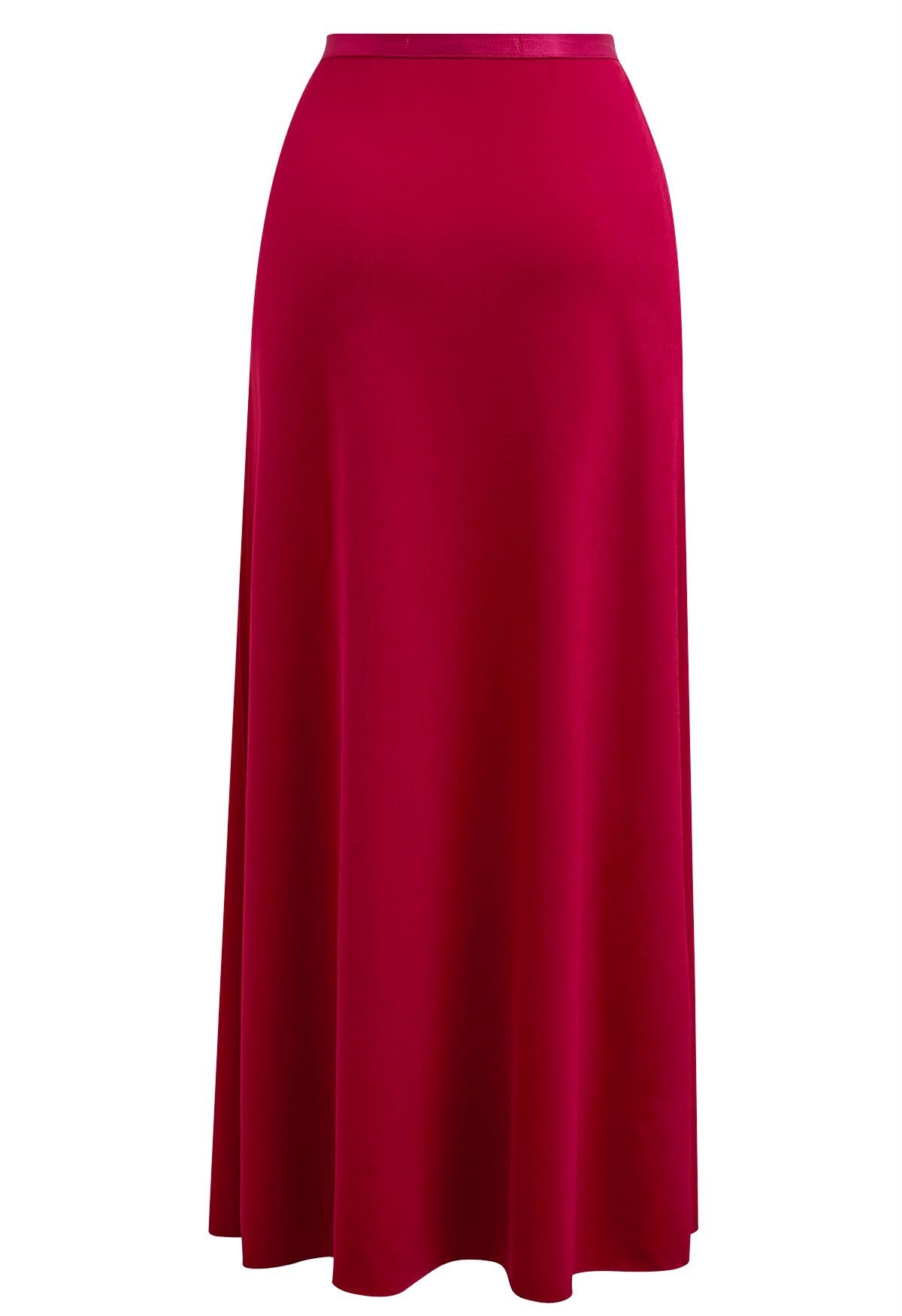 Sleeky Elastic Waist Maxi Skirt in Magenta