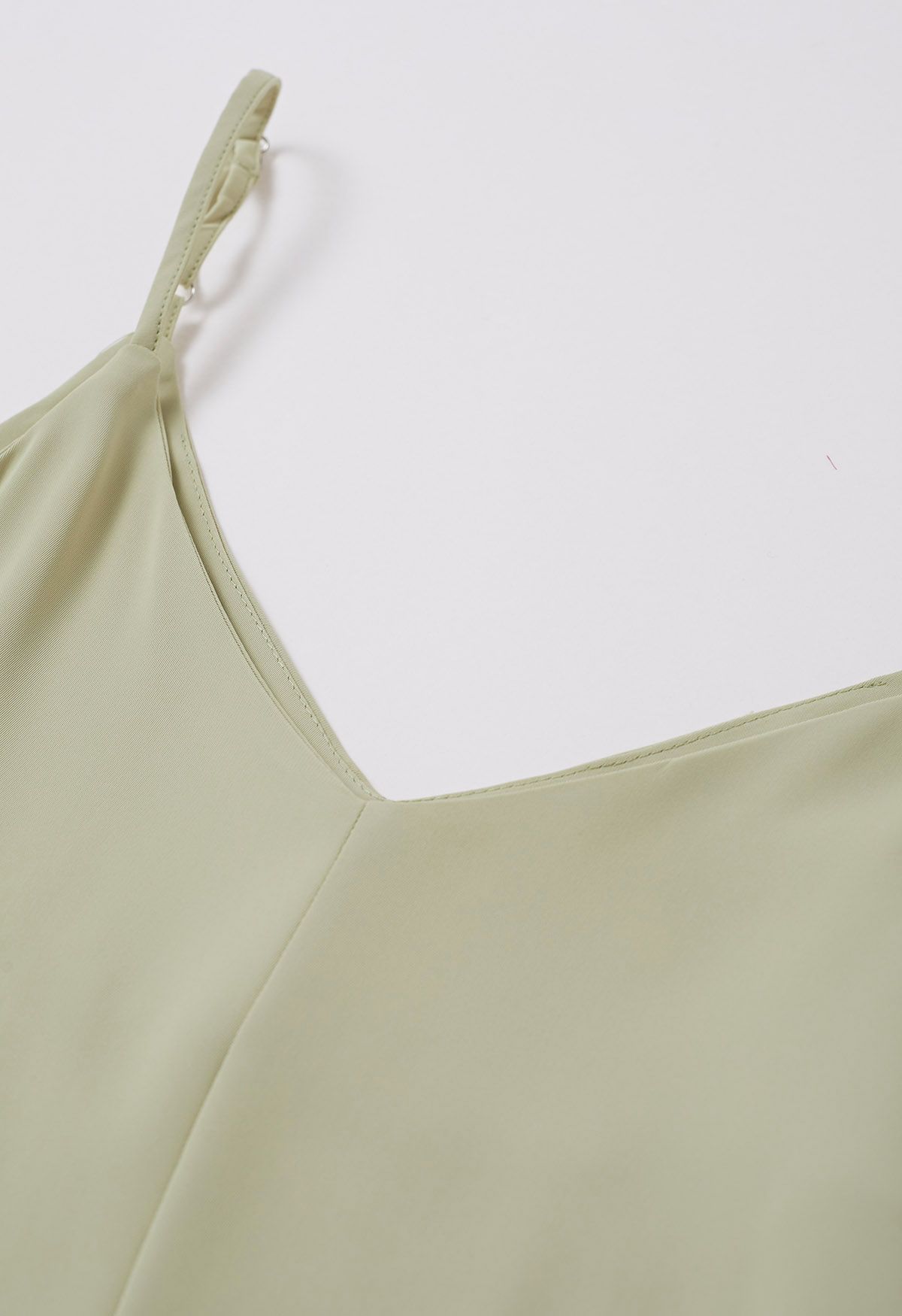 Plain Color Frilling Hem Cami Dress in Pistachio