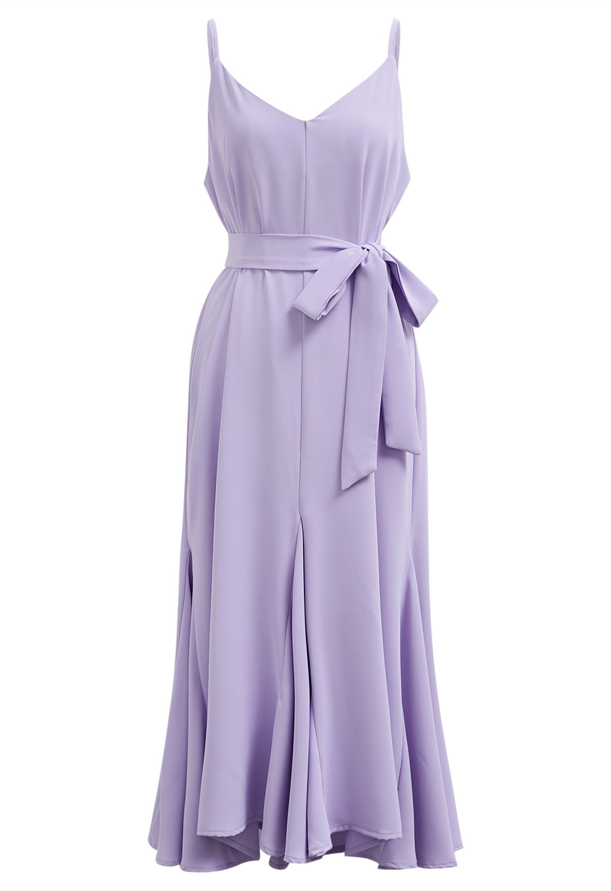 Plain Color Frilling Hem Cami Dress in Lilac