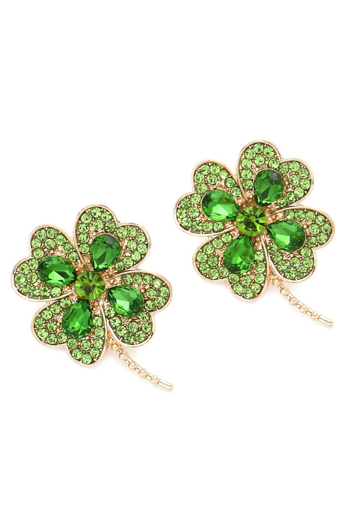 Four-Leaf Clover Earrings in Green