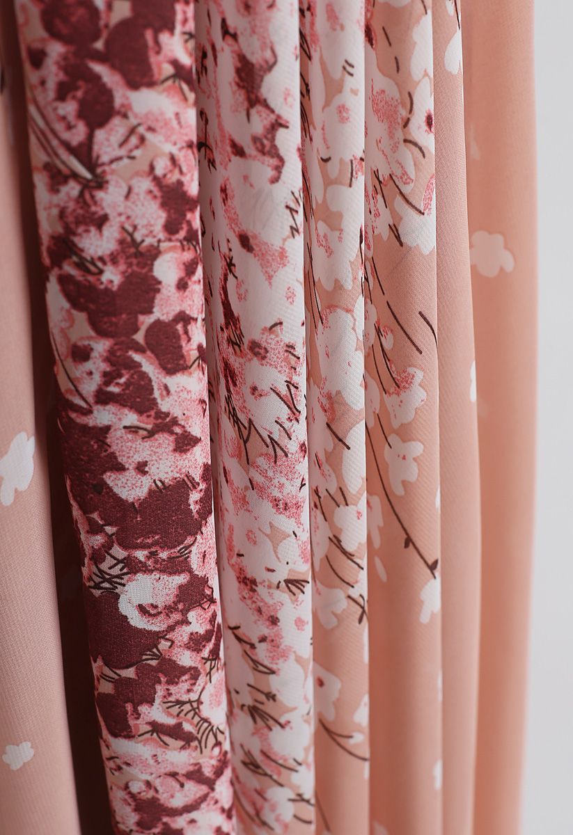 تنورة ماكسي شيفون بألوان مائية بأزهار الكرز