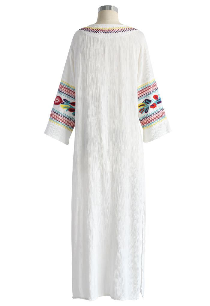 فستان بوهو بلوسوم ماكسي من الكريب باللون الأبيض