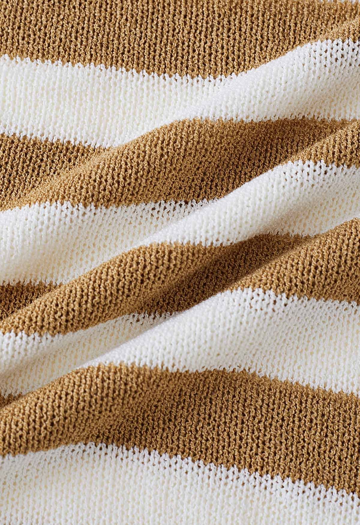 The Stars and The Stripes Printed Knit Sweater in Tan