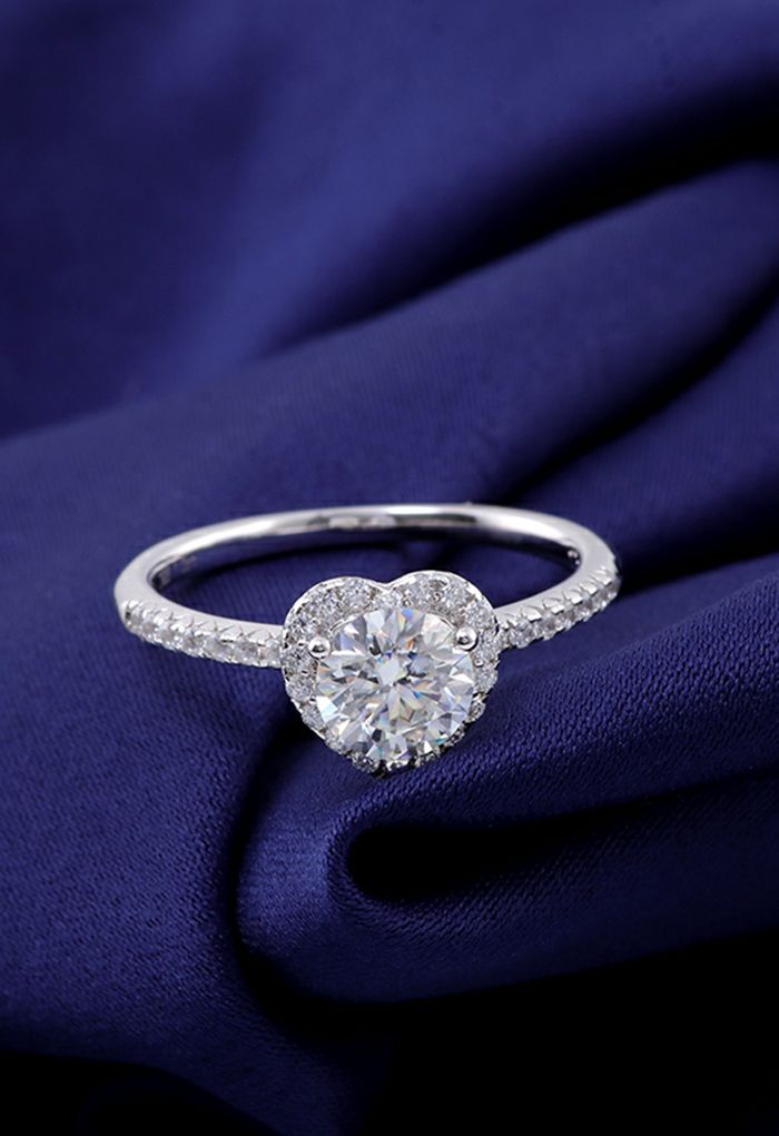 خاتم الماس مويسانيتي شكل قلب