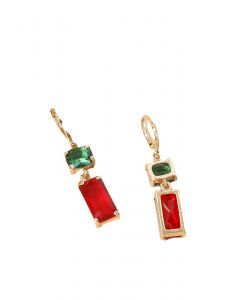 Emerald Cut Two-Tone Crystal Drop Earrings