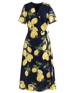 فستان متوسط الطول بطبعة الليمون الحلو
