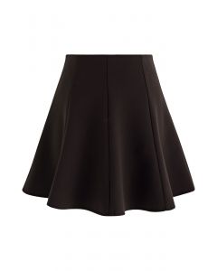 High Waist Flare Mini Skirt in Brown