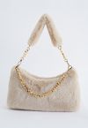 Faux Fur Fuzzy Shoulder Bag in Camel