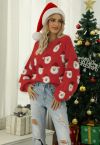 Fuzzy Santa Claus Knit Top in Red