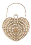 Heart Shape Pearl Decor Clutch in Gold