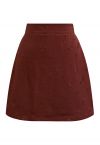 Embossed Rose Mini Bud Skirt in Burgundy