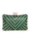 Fancy Rhinestone Overlay Clutch in Green