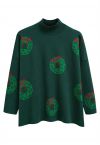 Bowknot Wreath Mock Neck Oversized Knit Sweater