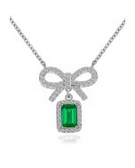 Emerald Cut Bowknot Diamond Necklace