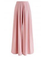 Fanciful Pleats Wide-Leg Pants in Pink