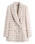 Plaid Tweed Double-Breasted Blazer