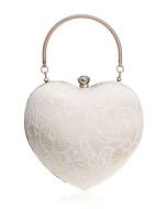 Mysterious Lace Heart Shape Clutch in White