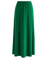 Solid Color Comfy Maxi Skirt in Green