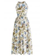 Summer Garden Printed Halter Neck Maxi Dress