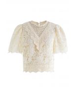 Lily Crochet Lace Crop Top in Cream