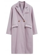 Trendy Double-Breasted Belted Longline Coat in Pink