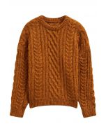 Back To Cozy Cable Knit Sweater in Pumpkin