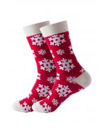 Christmas Vibe Jacquard Crew Socks in Snowflake Red