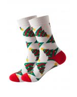 Christmas Vibe Jacquard Crew Socks in White