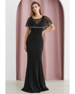 Glittering Sleeveless Twinset Mermaid Gown in Black