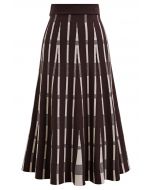 Trendsetting Striped Knit Midi Skirt in Brown