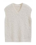 Softness V-Neck Knit Vest in Cream