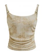 Twist Straps Ruched Mesh Cami Top