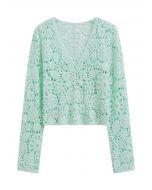 Bohemian Flair Crochet Cardigan in Mint