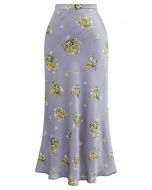 Summery Posy Print Maxi Skirt in Lavender