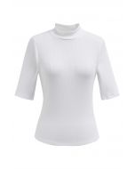 Sophisticated Elbow Sleeve Top in White