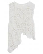 Paisley Cutwork Lace Asymmetric Sleeveless Top