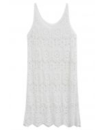 Bohemian Cutwork Crochet Cover-Up Dress in White