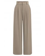 High-Waist Straight-Leg Pants in Khaki