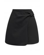 Graceful Bowknot Flap Mini Skirt in Black