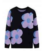 Flowering Day Jacquard Knit Sweater in Black